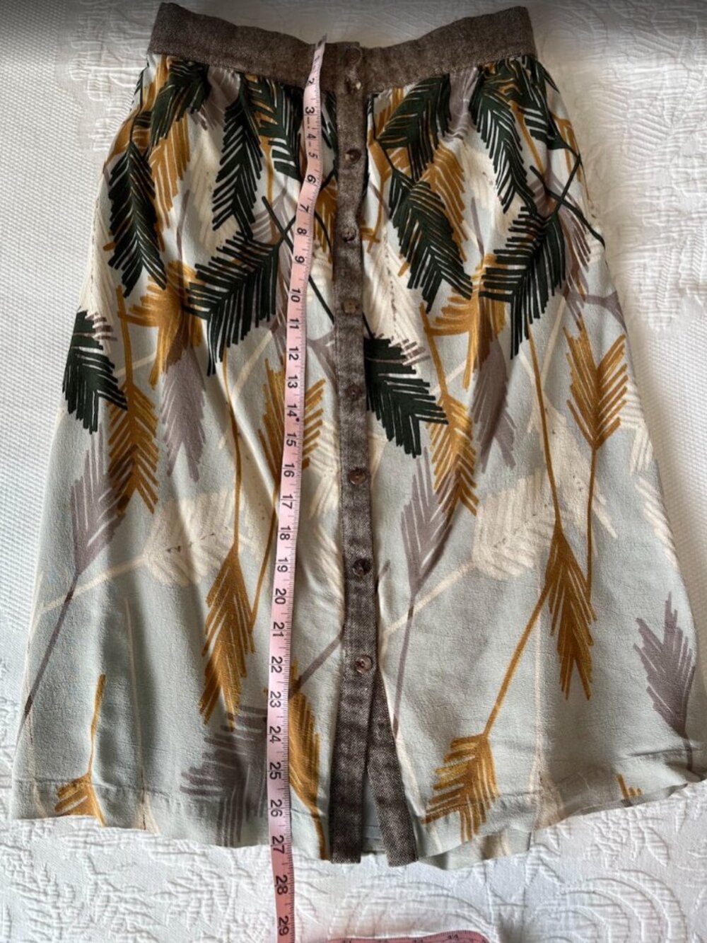 Anthropologie Edme and Esyllte Skirt Sz 4 Wool Trim Buttons Front - Picture 3 of 7
